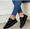 Casual Shoes Low-top For Women Chain Lace Up Round Head Solid Color Platform Sneakers Plus Size Chunky Trainers Zapatos Para Mujer