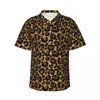 Camisas casuais masculinas brilhante leopardo impressão havaí camisa masculina férias na moda animal manga curta confortável vintage blusas de grandes dimensões