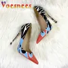 Dress Shoes 2024 Gradient Color Print High Heels Italy Fashion Evening Party Pumps 12CM Women Pointed Toe Models Gladiator Stilettos H240325