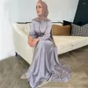 Vêtements ethniques Satin Abaya Dubaï Kaftan Femmes Musulman Maxi Robe Turquie Caftan Robe Arabe Ramadan Eid Mubarak Djellaba Femme Robe de fête