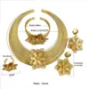 Bangle Vintage Womens smycken Set 18K Gold Plated Earrings Armband Dubai Ring Smycken Set Luxury Wedding Party Accessories 240319