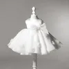 Robe de soirée en dentelle pour filles, tenue de princesse blanche pour baptême, anniversaire de 1 an, vêtements de baptême