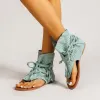 Zapatillas para mujeres sandalias planas de verano botas de ocio transpirables zapatos de cuero de cuero retro sandalias de gladiator retro