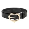 Belts Simple Adult Waist Belt With Adjustable Unique Heart Buckle Waistband PU For Rock Fan Wear Resistant