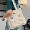 Sacos de noite mulheres ombro crossbody saco japonês grande lona tote mensageiro para estudante 2024 marca livro feminino bolsa satchels