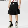 Shorts masculinos 2023 estilo americano plissado sólido meia saia shorts casual streetwear venda quente masculino saias soltas shorts S-5XL l240320