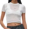 24 Été Femmes Designer Tee Tops Designer Avec Lettre Recadrée T-shirt Brodé Filles Milan Runway Crop Tops Marque Designer Pull Chemise Outwear Knits Pull