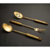 Set di utensili da cucina dorati, supporto da 9 pezzi in acciaio inossidabile 304, interamente in metallo, con forchetta per carne, cucchiaio solido, mestolo, schiumarola, spatola scanalata, spaghetti