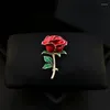 Brooches 1750 Exquisite High-End Red Rose Flower Brooch Women's Luxury Wedding Corsage Suit Neckline Pin Jewelry Clothes Accessories Gift