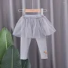 Broeken Babymeisjeslegging Lente en herfst Kinderrok Broek Mesh Kindermeisjes Tutu Rokken