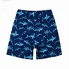 Pantaloncini da uomo 2023 Pantaloni da spiaggia per bambini con stampa animalier blu elasticizzati Y240320