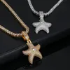 Starfish Shape Fashion Jewelry High Quality Hip Hop NeutralAnimal Pendent Necklace With Tennis Chain 240315