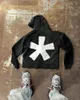 Kvinnors hoodies American Y2K överdimensionerad anime handmålad tryckt hoodie enkel långärmad toppgata trendkulturjacka