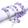 Hänge halsband qigo glas sten radband halsband långa kors religiösa smycken för män kvinnor