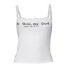 Canotte da donna PixieKiki Lace Trim Letter Print Top corto bianco Stile giapponese anni 2000 Y2k Intimo Camis estivo sexy Coquette P85-AI10