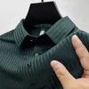 Summer Ice Silk Mens Lop-Up Hollow Short-Sleeved Polo Shirt Breattable Affär Fashion T-shirt Mannmärke Kläder 4xl 240312