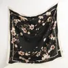 Summer Simple Design Fashion Brand Classic Letter Beautiful Satin Square Scarf Outdoor Shawl Silk Turban Beach Wrap Women Flower Scarves 90*90cm