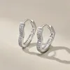 أقراط مسمار النسخة الكورية S925 Sterling Silver Female مع ترصيع الماس الكامل على شكل قلب للأزياء الشخصية