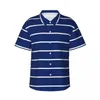 Camisas casuais masculinas náutico azul praia camisa mens listras brancas impressão verão manga curta elegante blusas de grandes dimensões presente de aniversário