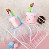 Hair Accessories Happy Birthday Hairband Kawaii Cake Korean Style Headband Colorful Candle Women Hoop Headdress