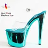 Dress Shoes 17cm Stiletto Heel 7cm Platform Ankle Strap Sandal High Fish Mouth Open Toe Fashion Womens Electroplated Heels H240321