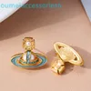 BrandDesigner Western Empress Dowagerearring Stud Stud Autumn Sky Dropping Oil Pearl Saturn Kolczyki