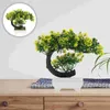 Fiori decorativi Pianta in vaso artificiale Piante da interno Verde Ciliegio Bonsai Statua Ufficio di simulazione in plastica