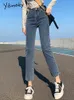 Yitimoky Summer High Waist Vintage Jeans Pencil Stretch Straight Ankle Length Pants Denim Woman 240315