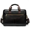 Портфели, портфель, мужская деловая сумка-мессенджер, винтажная кожаная сумка через плечо, офисные сумки для ноутбука 14 дюймов, сумки высокого качества для мужчин