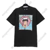 Tik Tok influenciador da mesma marca de designer puro algodão Crazy Big Mouth impresso manga curta High Street Trendy Brand Loose T-shirt verão preto branco