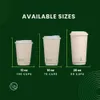 Certified Coffee Cups by Living Balance | 12oz - 100 Cups with Compostable Lids, Stirrers, and Integrated Sleeves