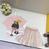 Popular Princess dress baby clothes designer kids tracksuits Size 100-130 CM girls t shirt and Shiny lace short skirt 24Mar
