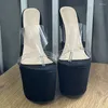 Sandalen Olomm Collectie Vrouwen Platform Muilezels Flip Flop Sexy Wiggen Hak Ronde Neus Elegante Zwarte Casual Schoenen US Plus maat 4-15