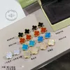 Luxury Jewelry Vanclef Earring Four Leaf Grass Ear Patter Female S925 Pure Silver Light Luxury Versatile White Fritillaria Red Jade Marrow Peacock Green Ear Studs