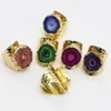 Cluster Rings Fashion Multicolor Raw Stones Sunflower Agates Druzy Quartz Justerbara kvinnor Irregual Gold Color Open Finger Jewelry 4pcs