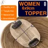 Toppers TESS Hair Topper 6x9cm Silk Base Women Topper Straight Natural Hairpiece Clip In Hair Extensions Human Hair Wig Solve Hair Loss