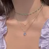 Hjärthänge halsband opal metall 14k gult guld multi skikt för kvinnor 2024 trendig söt elegant y2k smyckesfest gåva