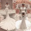 Luxury Mermaid Wedding Dress High Neck Long Sleeves Bridal Gowns Lace Sweep Train Dresses Custom Made vestidos de novia