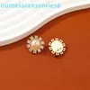 Branddesigner Western Empress Dowagerearring Stud 925 Silver Needle Inlaid with Light Grade Copper Plated 18k Gold Round Pearl Earrings