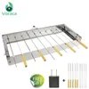 Grill de barbecue à retournement réglable automatique avec 10 autocollants pour barbecue Étagère pour barbecue en acier inoxydable 10 trous Brochettes Outils de barbecue roulant 240308