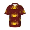 Chemises décontractées pour hommes Sun Print Chemise de vacances Hommes Gold Sunshine Hawaii Manches courtes Graphique Vintage Blouses surdimensionnées Cadeau