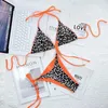 Women's Swimwear Womens Leopard Print Colorful Blocking Bikini Swimsuit Sexy Suspender Pure Desire Spicy Girl Swimsuit J240319