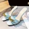 Dress Shoes Voesnees 2021 New Women Brand Summer Slippers Thick Heels One Word Band Sandal Pure Colour Patent Leather High-Heeled 9CMLH1Z H240321