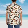 Men's Casual Shirts Cartoon Chicken Hawaiian Shirt Man Vacation Hens Roosters Short-Sleeve Y2K Street Custom Novelty Oversize Blouses