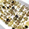 20pcs/lot Retro Big Head Exaggerated Gothic Skull Men Ring Punk Rocker Male Fashon Skeleton Rings Wholesale Lots