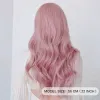 Pruiken 7JHH PRUIKEN Lang Golvend Roze Pruiken voor Vrouwen Dagelijks Feestkostuum Synthetisch haar Pruik met pony Halloween Kostuum Carnaval Lolita Pruik