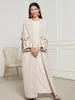 Abbigliamento etnico ricamo Abaya musulmano per le donne Abito Eid Jalabiya Floreale Marocco Ramadan Abaya Caftano Islam Cardigan Dubai Arabo Lungo