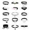 Hänge halsband fashionabla retro charm cirkulär gotisk halsband smycken gåva gotiskt läder hjärtformad harajuku kvinnors punk halsbalans2404