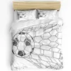 Ensembles de literie Football Football Net Sketch Imprimé Confort Housse de couette Taie d'oreiller Textile à la maison Couette Garçon Enfant Adolescent Fille 3pcs Ensemble