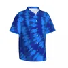 Men's Casual Shirts Midnight Blue Tie Dye Shirt Retro Hippie Print Elegant Summer Male Short-Sleeve Vacation Fashion Oversized Blouses